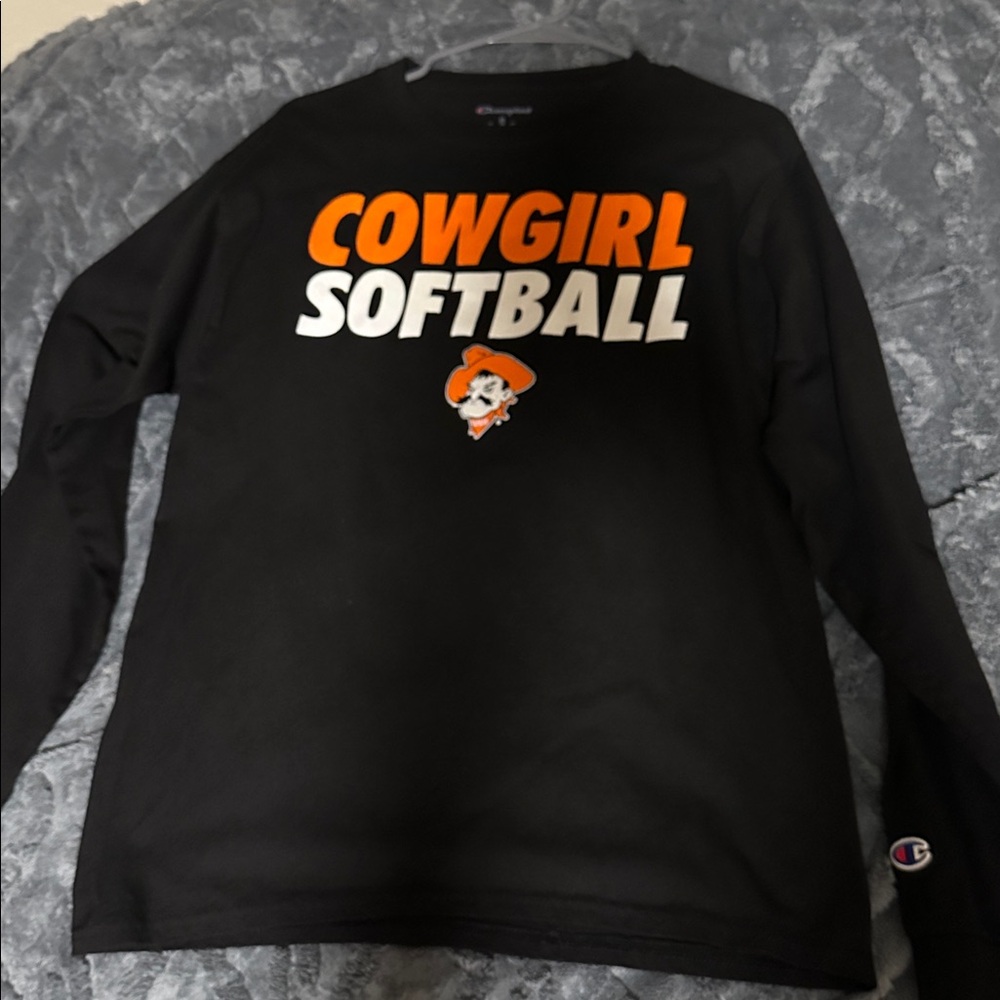 Champion Black Long Sleeve- Oklahoma State cowgirl softball